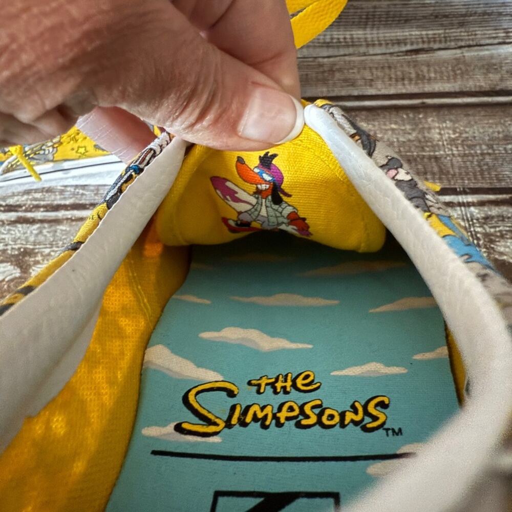Vans The Simpsons Yellow Sneakers Itchy & Scratchy NWOT Unworn Mens size 5.5 - Picture 7 of 10